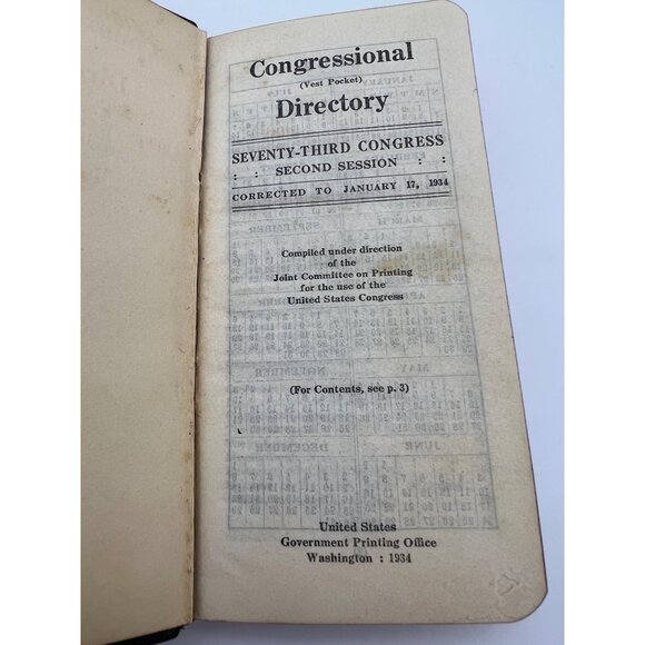 1934 Vest Pocket Congressional Directory Book 73rd Congress United States - Picture 3 of 7